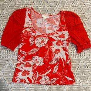 Maeve Red and White Floral Blouse